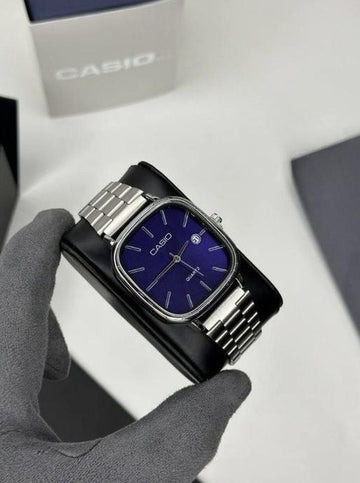 ⌚ Casio Silver Blue Watch – Stylish & Durable Timepiece