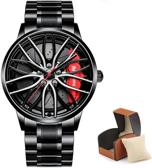 ⌚ Men’s Creative 3D Car Wheel Rotating Wrist Watch – Unique & Stylish