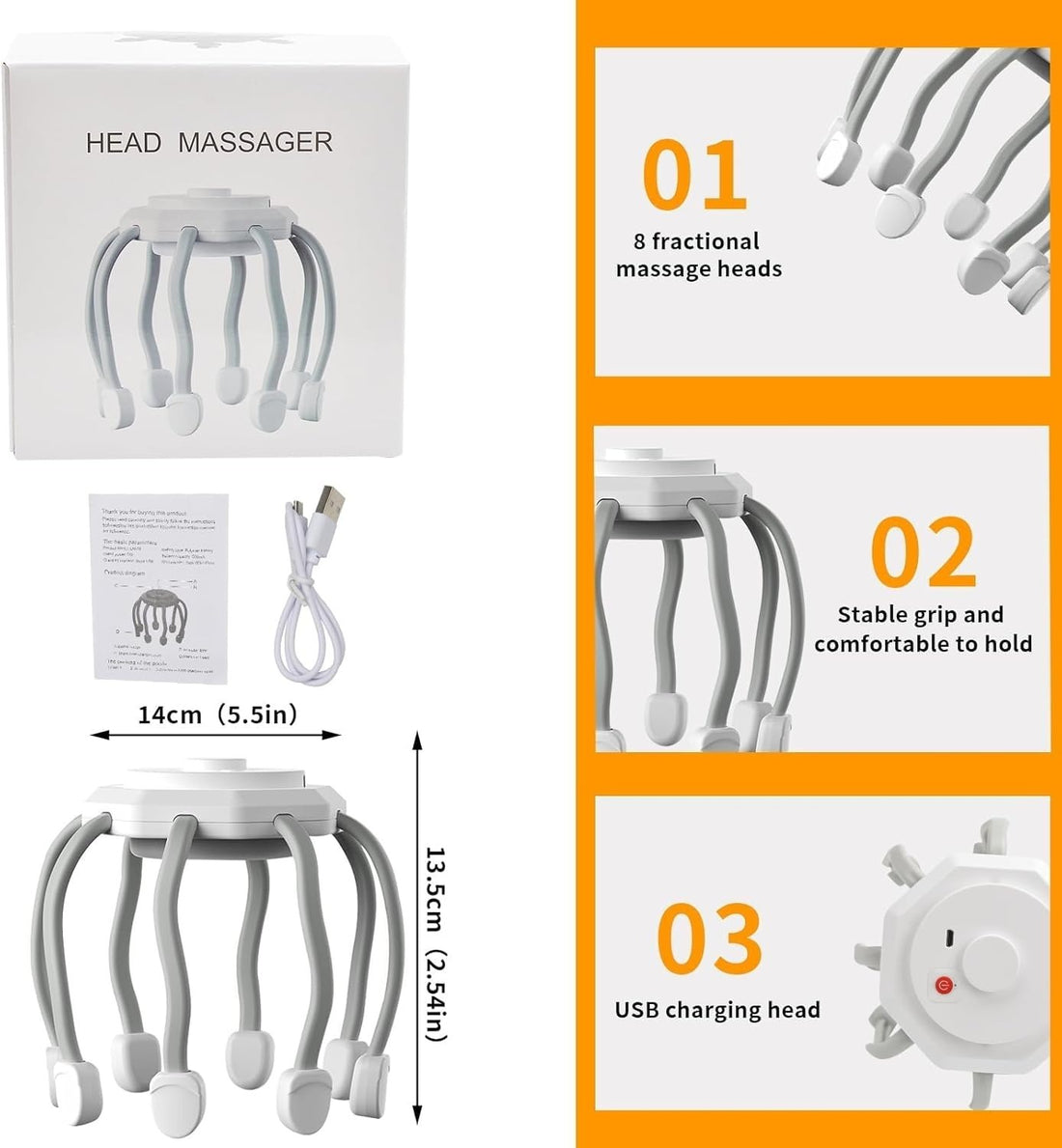 Hair Scalp Massager – 8 Vibrating Contacts for Relaxation & Hair Health ✨